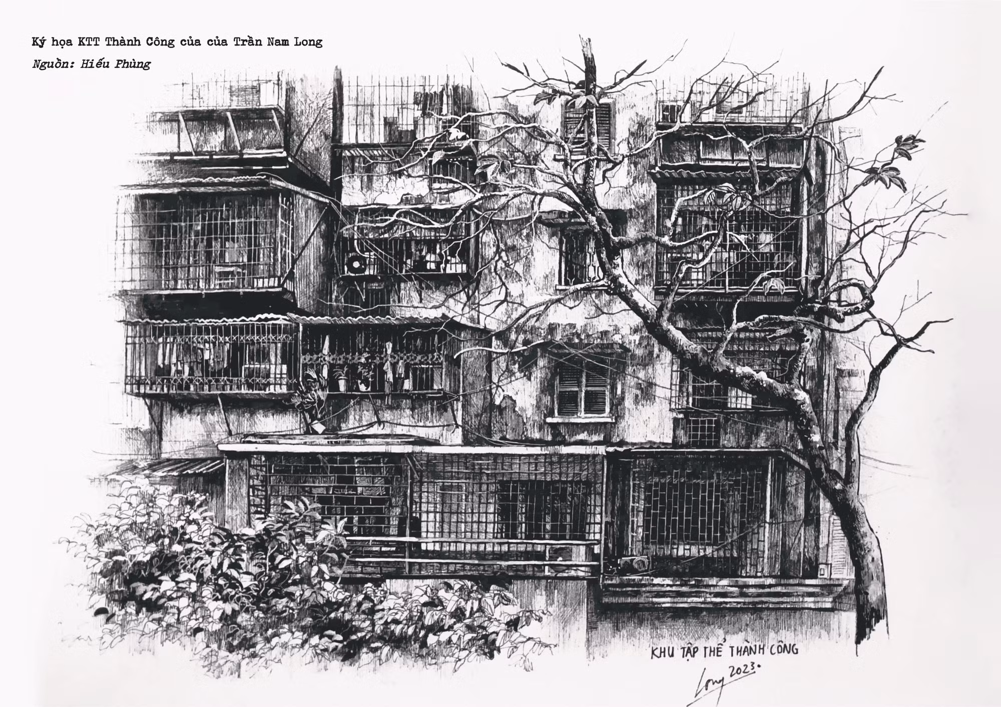 Những bản ký họa trong sách giúp tái hiện sống động không gian sống của cư dân khu tập thể một thời.