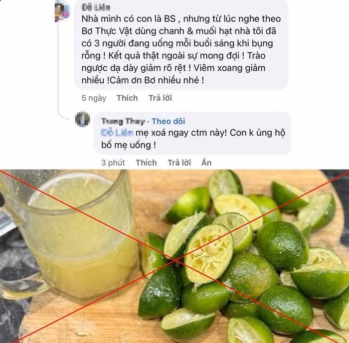 Việc lạm dụng nước cốt chanh liều cao theo trào lưu mạng xã hội có thể gây tổn thương nghiêm trọng niêm mạc dạ dày và đường ruột.