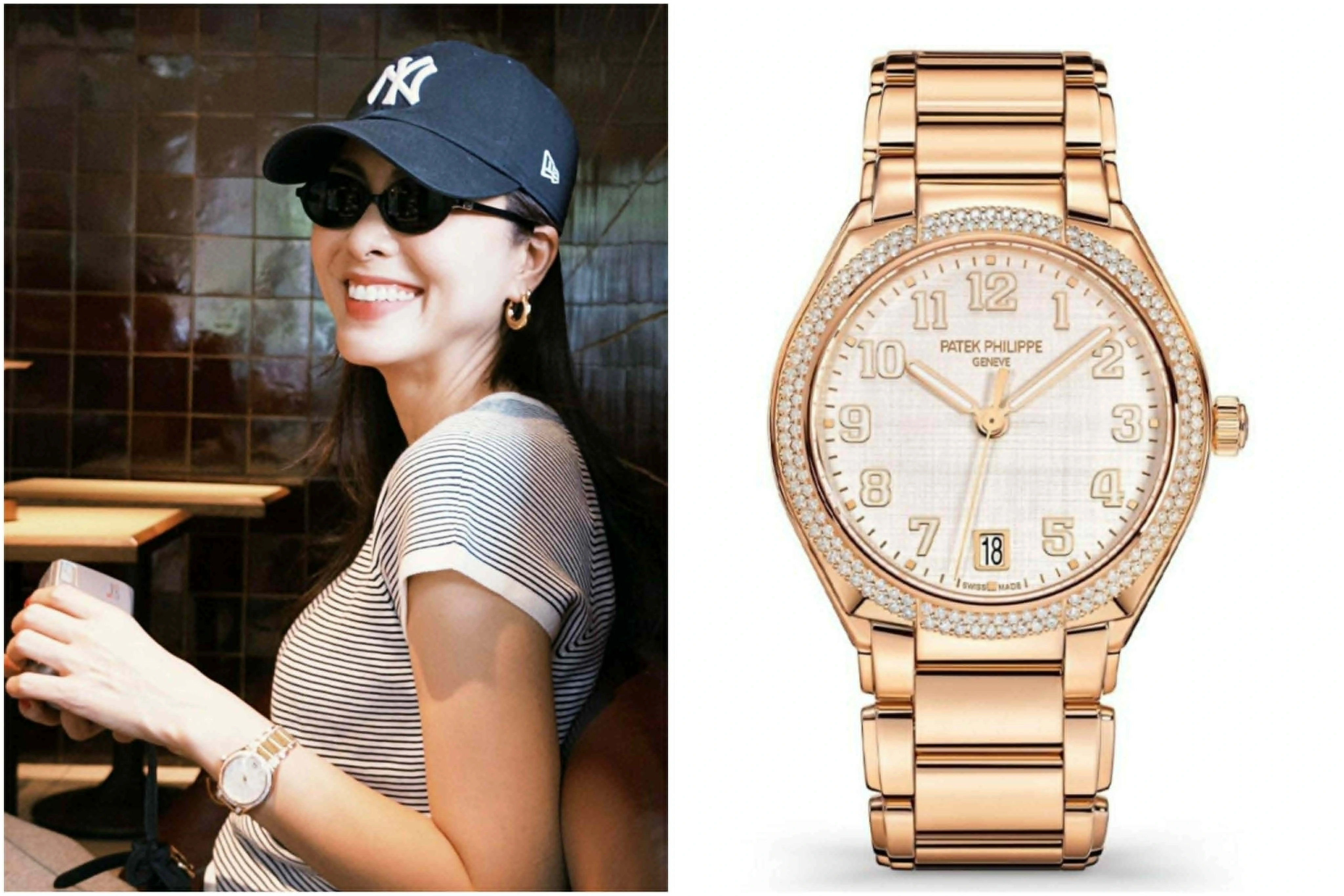 Sự kết hợp hoàn hảo giữa vàng hồng 18K và kim cương trên mẫu Twenty-4 Automatic của Tăng Thanh Hà (Ảnh: Patek Philippe).